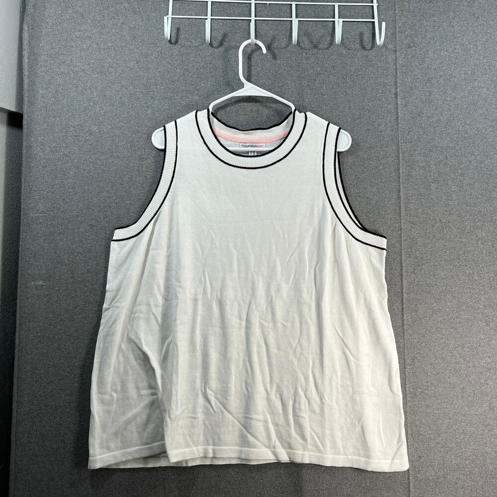 Isaac Mizrahi Live! Sleeveless Sweater with Tipped Trim White Size 2X
